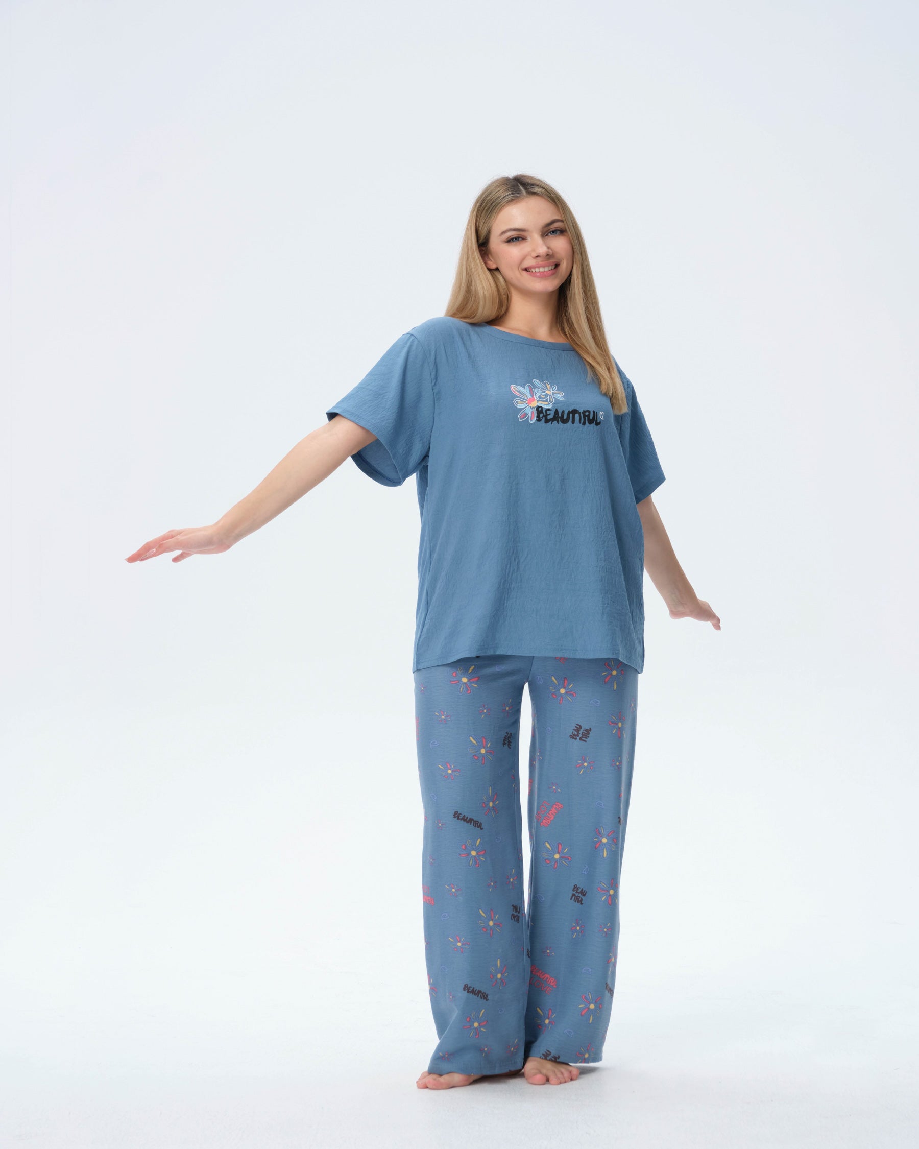 بيجامة نسائية - قطعتين (M-2XL)