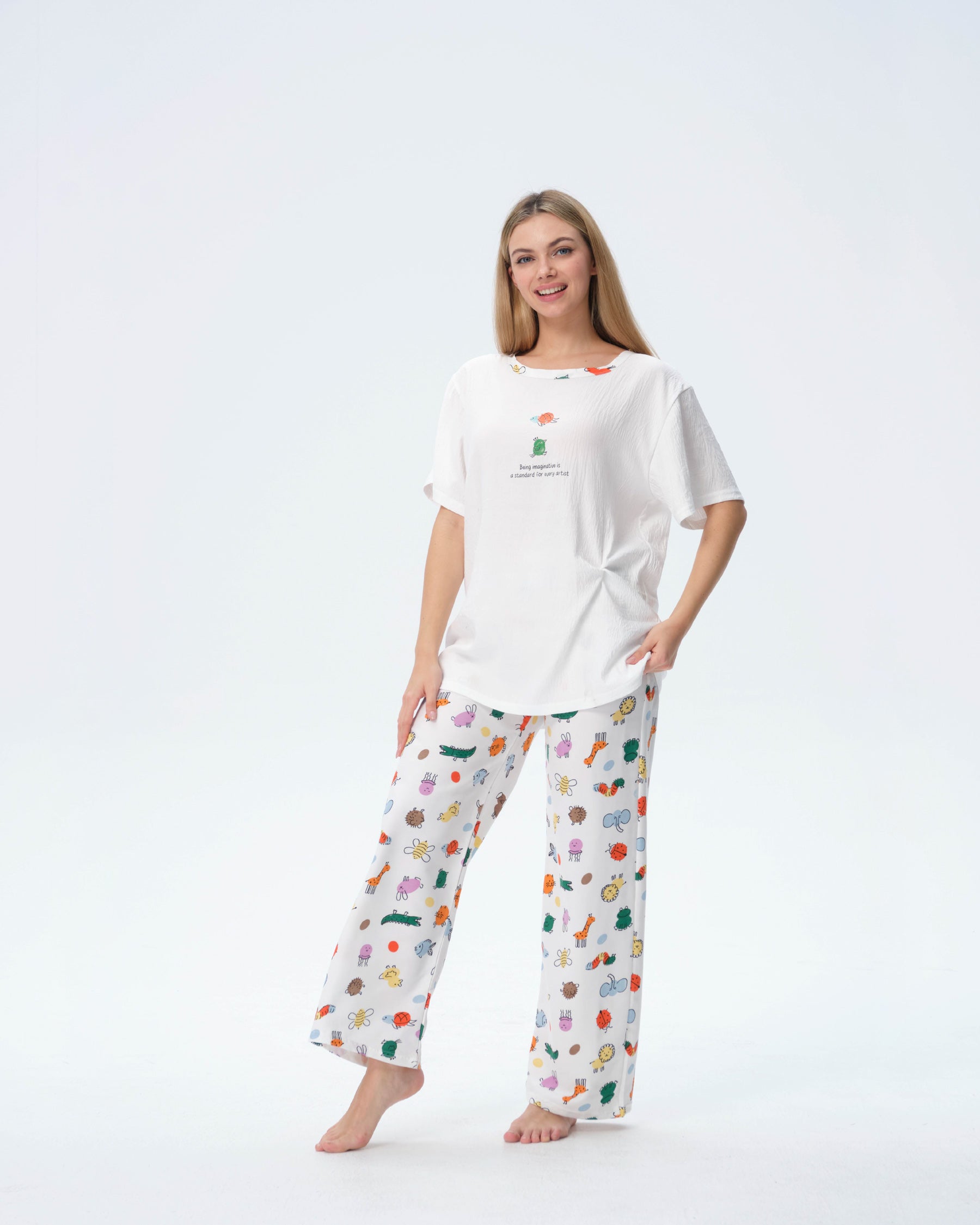 بيجامة نسائية - قطعتين (M-2XL)