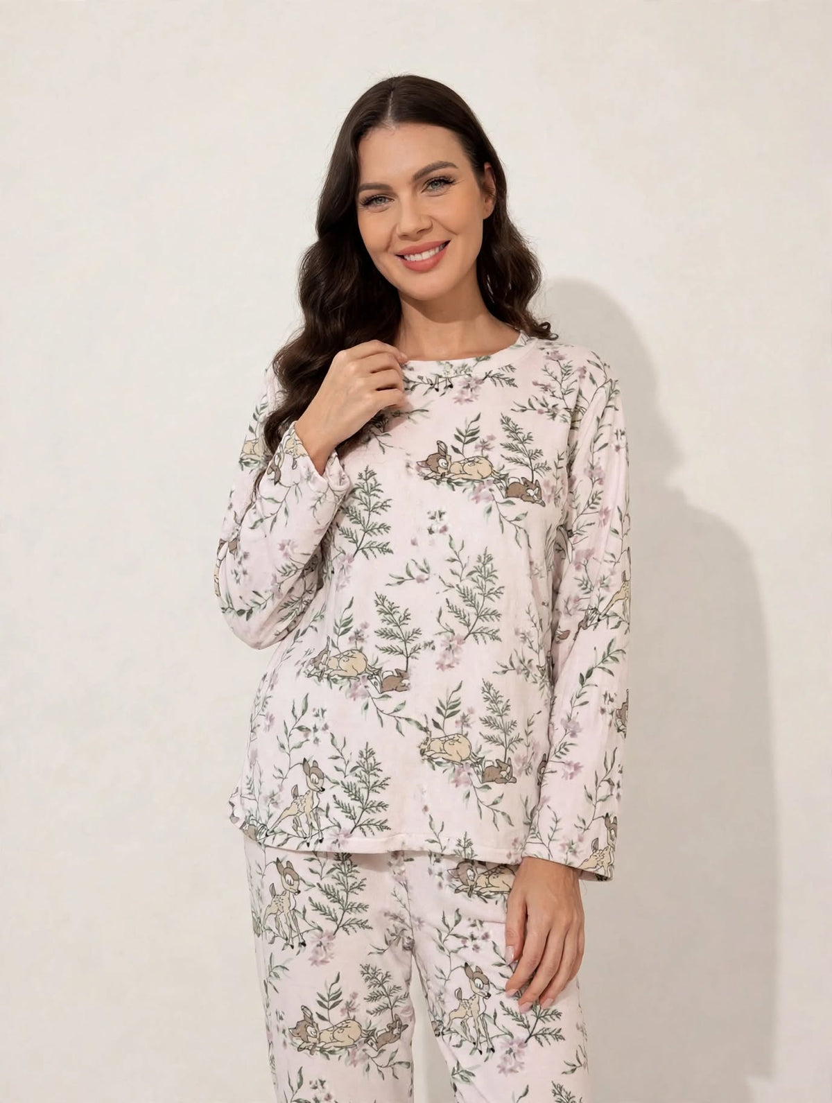 Women's Velvet Pullover Pajama Set – Pink Fawn (AY13-2#)