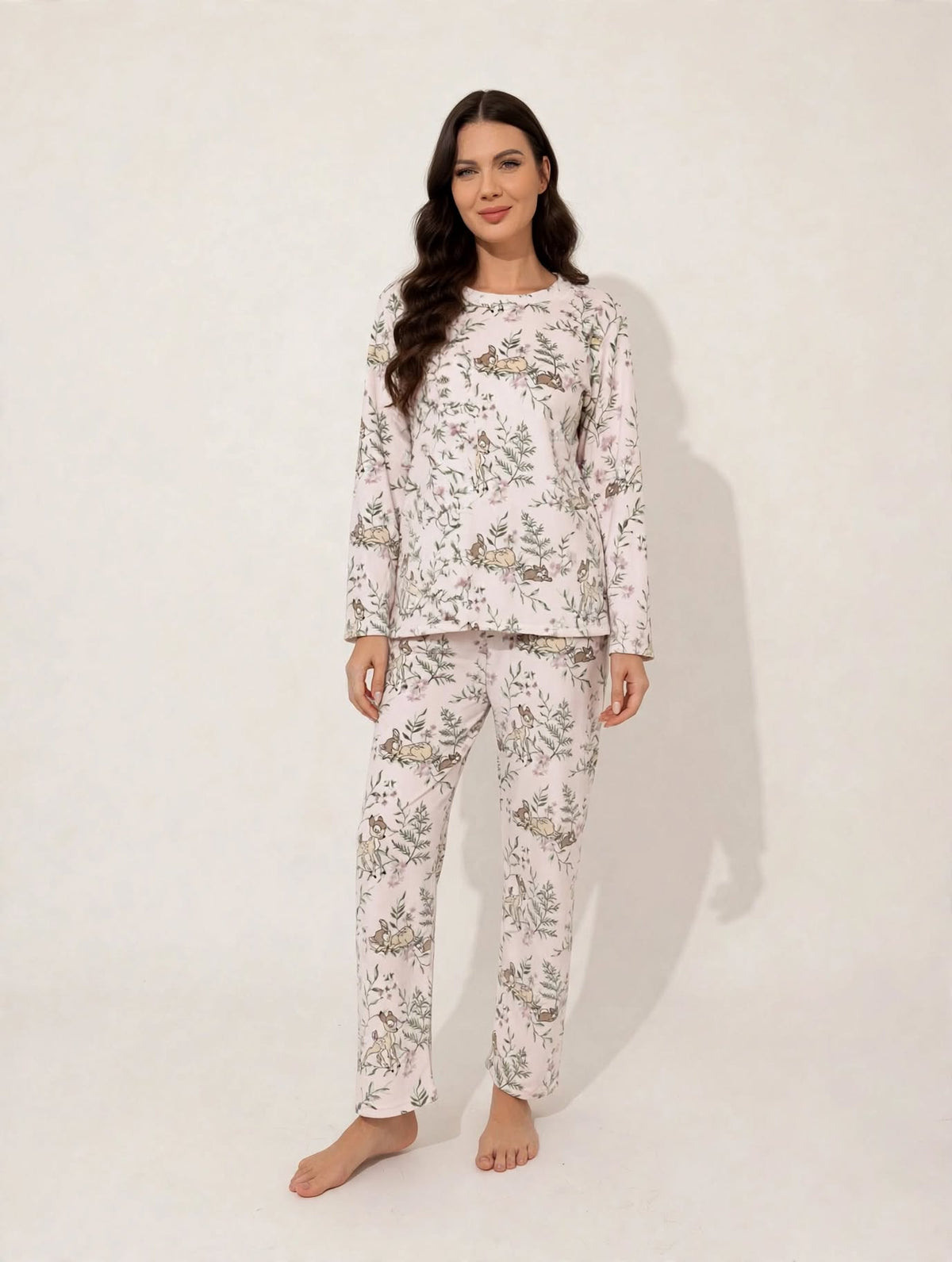 Women's Velvet Pullover Pajama Set – Pink Fawn (AY13-2#)