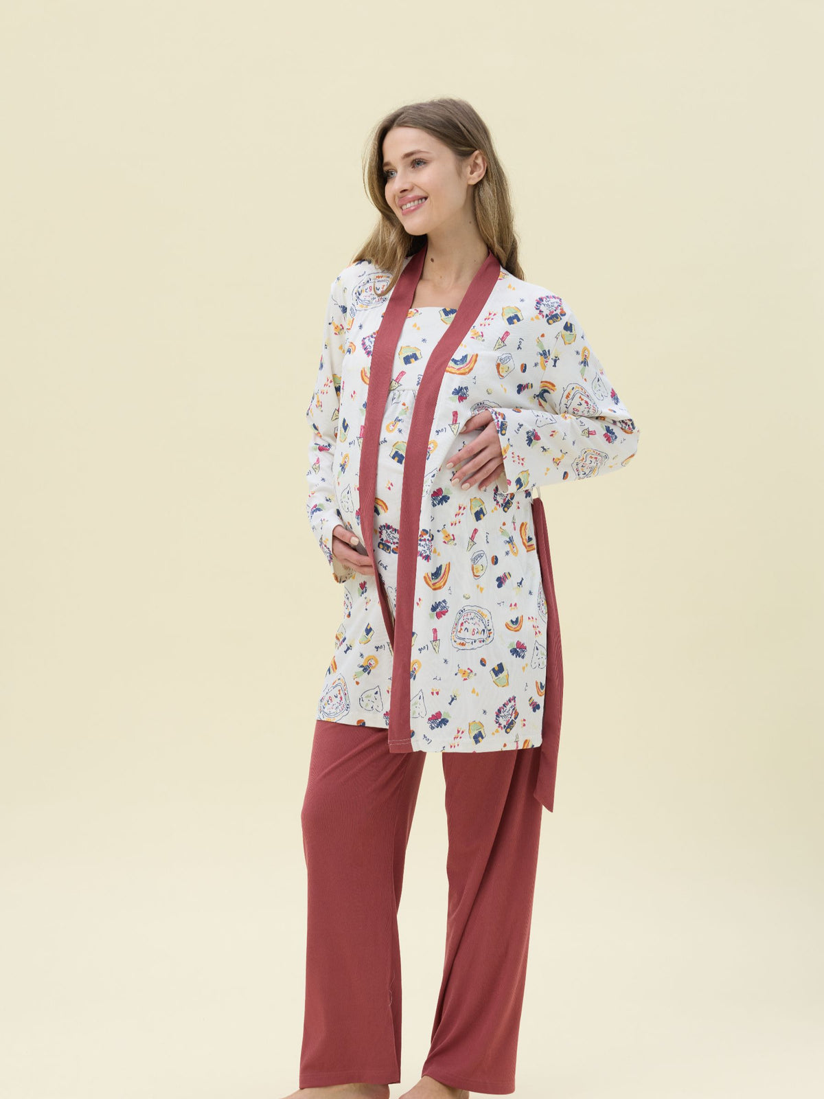 بيجامة نسائية - 3 قطع (M-2XL)