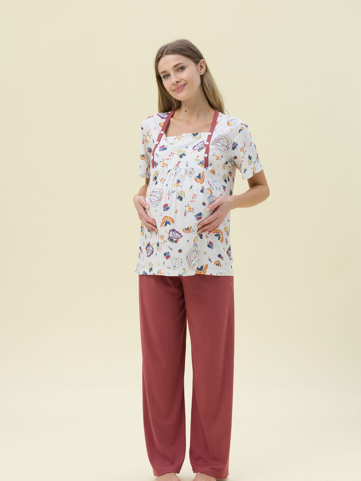 بيجامة نسائية - 3 قطع (M-2XL)