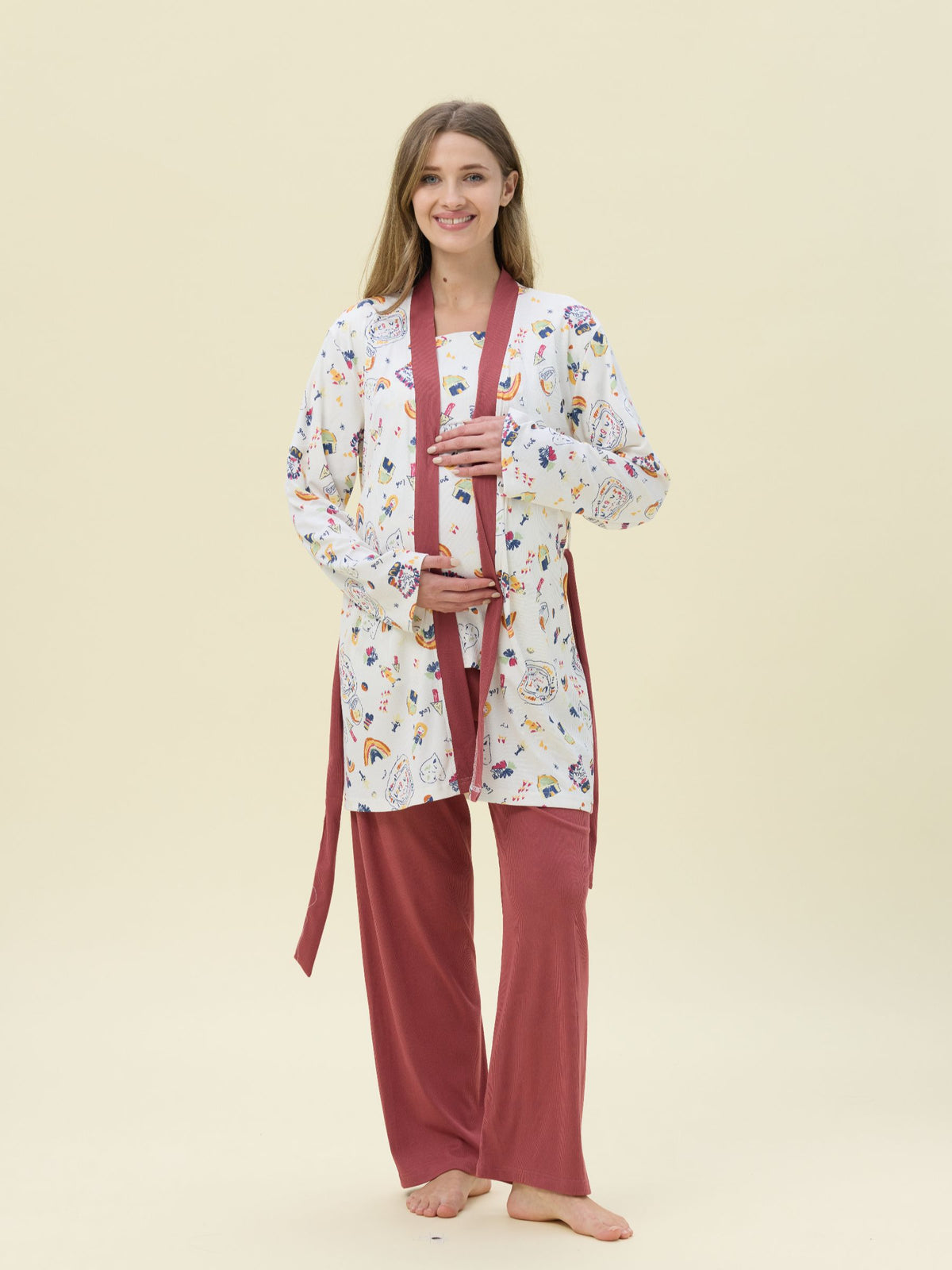 بيجامة نسائية - 3 قطع (M-2XL)