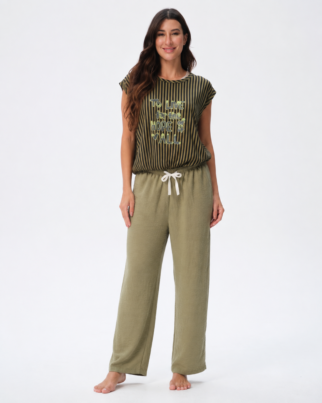 Striped Pajama Set - Green & Blue