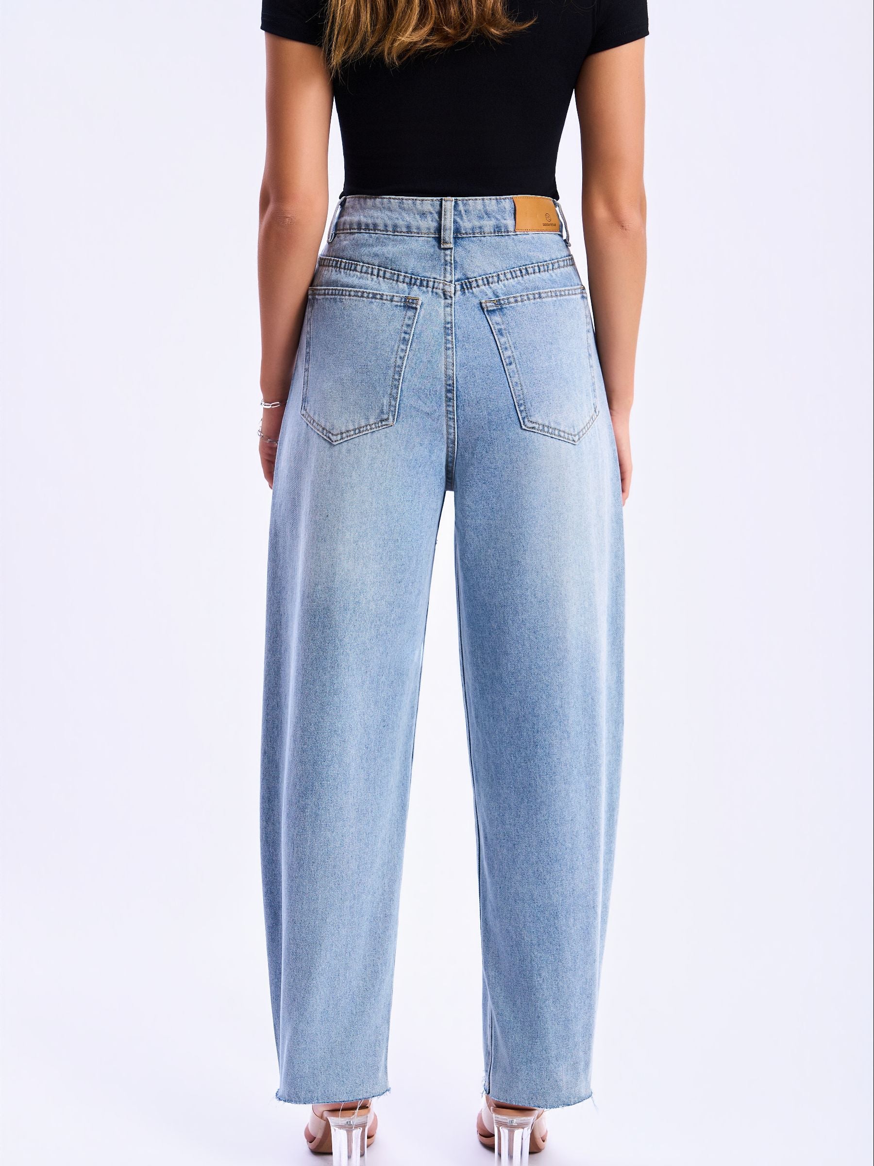 HIGH WAIST BAGGY WIDE LEG JEANS