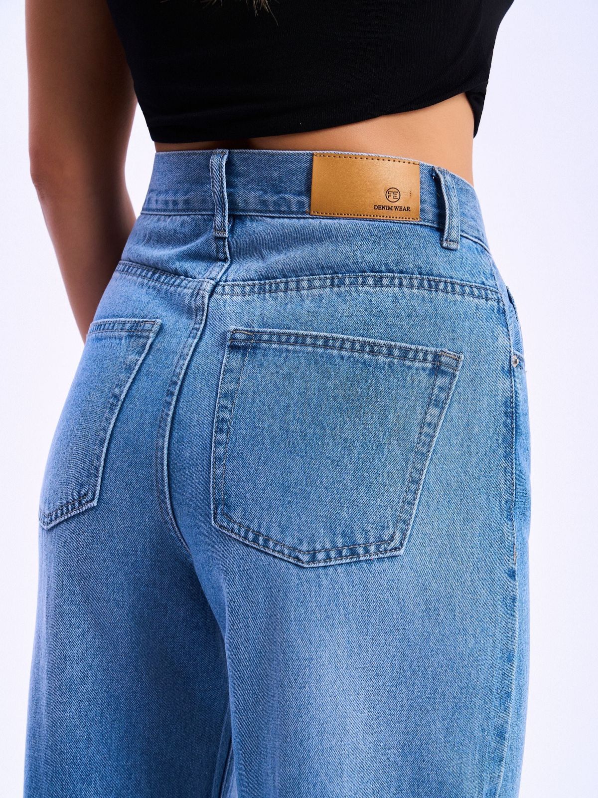 Medium blue high quality fabric jeans view#Color_MEDIUM BLUE DENIM