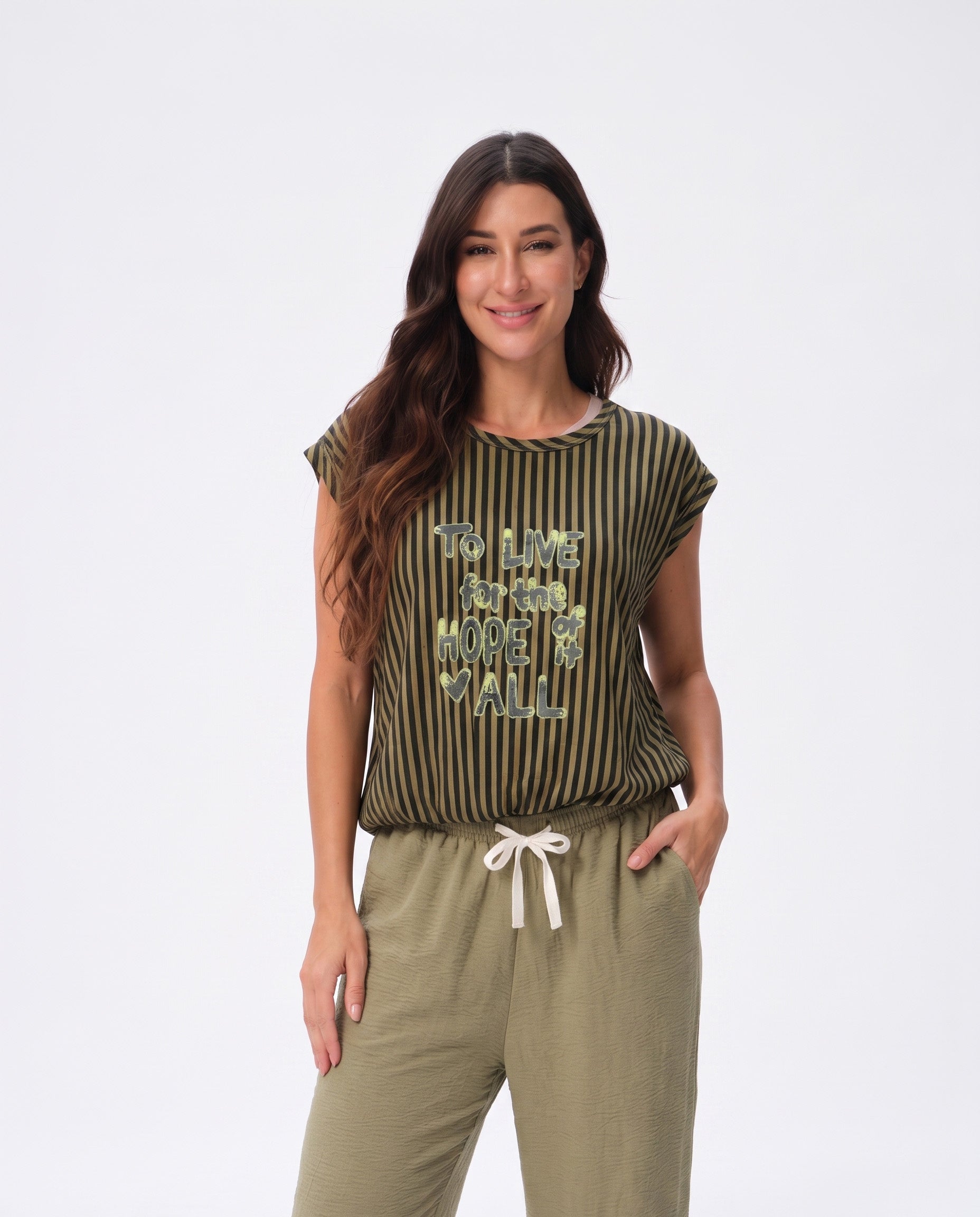 Striped Pajama Set - Green & Blue