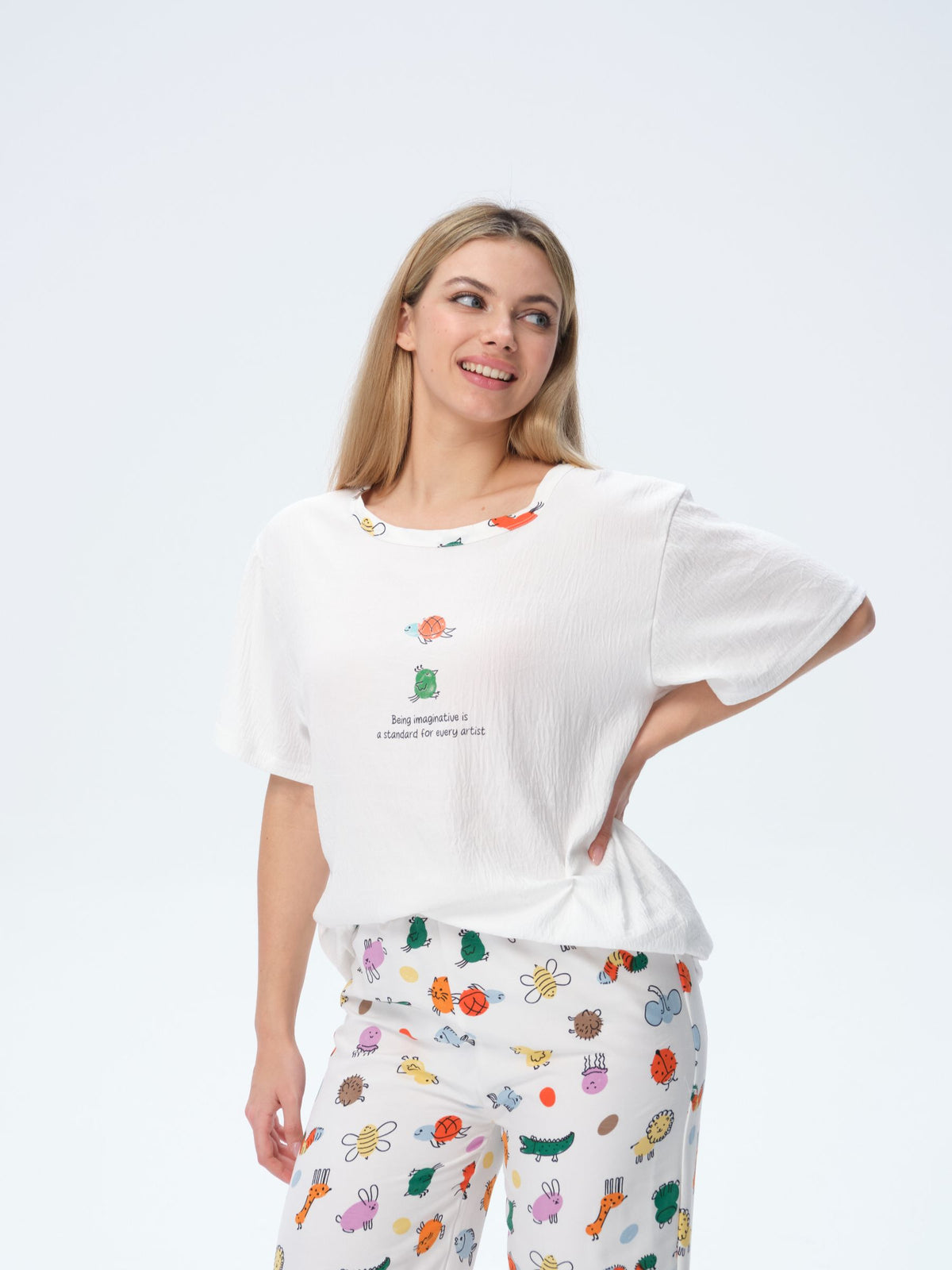 بيجامة نسائية - قطعتين (M-2XL)