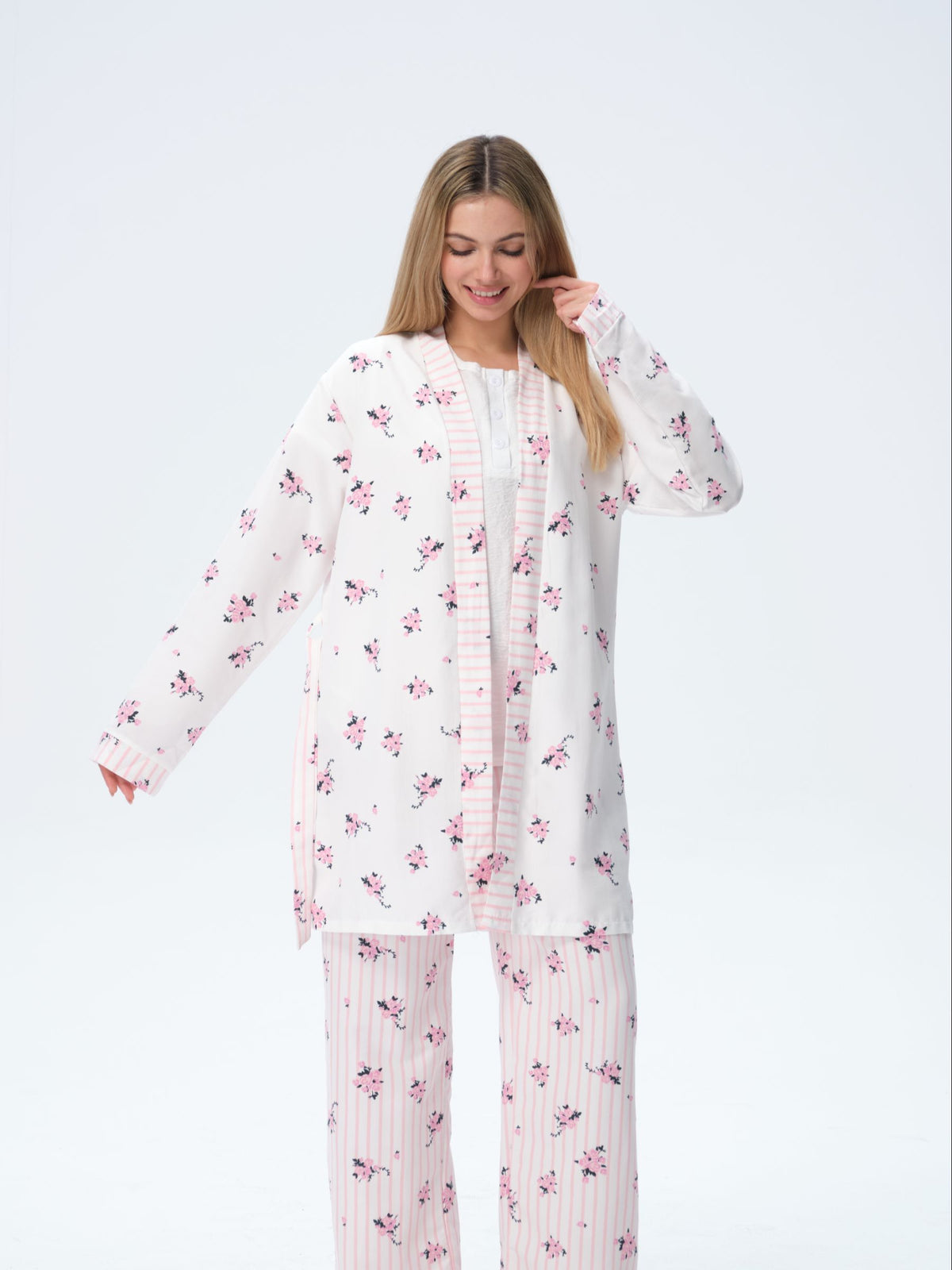 بيجامة نسائية - 3 قطع (3XL-6XL)