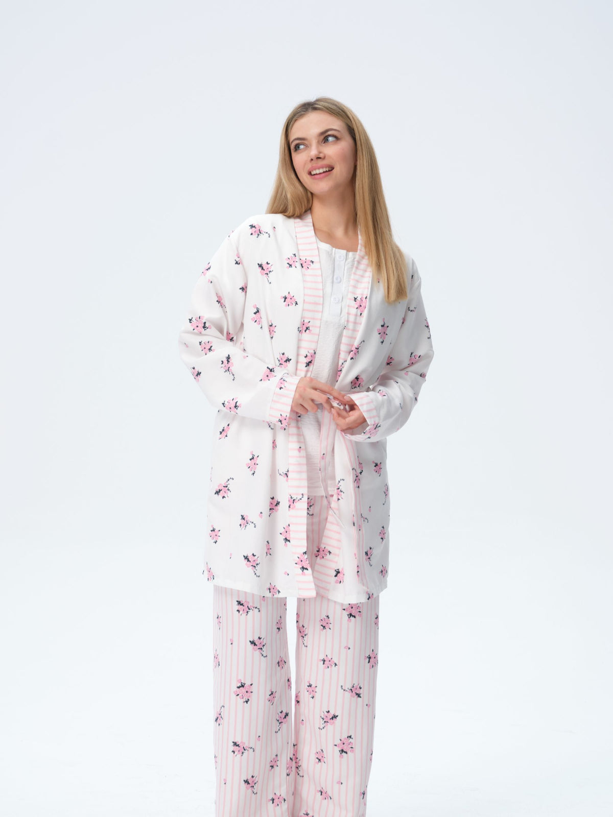 بيجامة نسائية - 3 قطع (M-2XL)