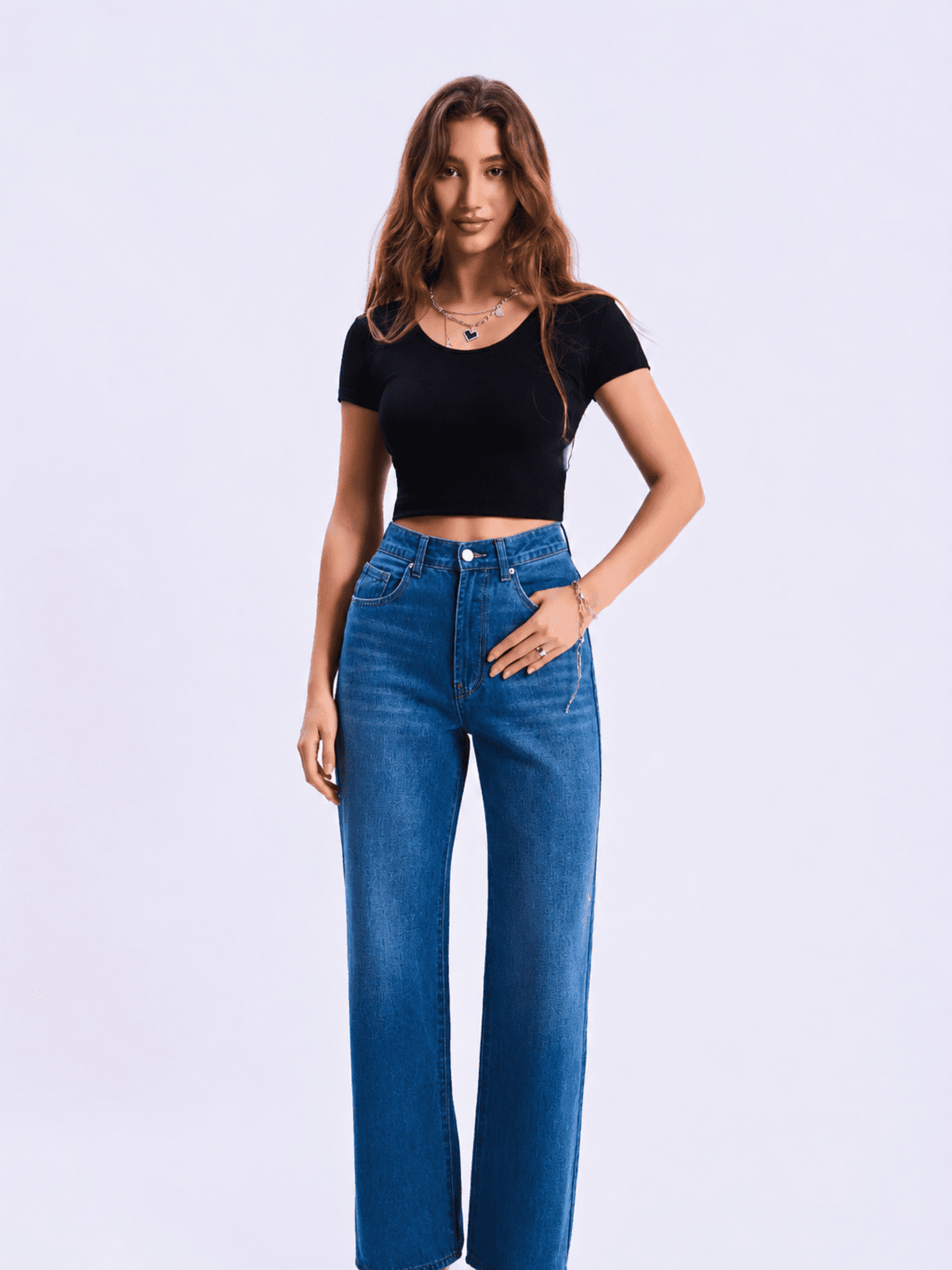 Dark blue high quality fabric jeans view#Color_DARK BLUE DENIM