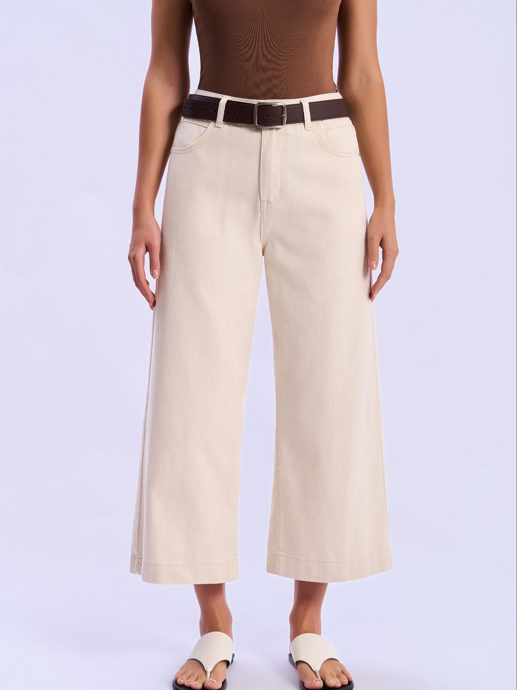 Feminines-High-Waisted-Wide-Leg-Cropped-Jeans-Beige#Color_Beige