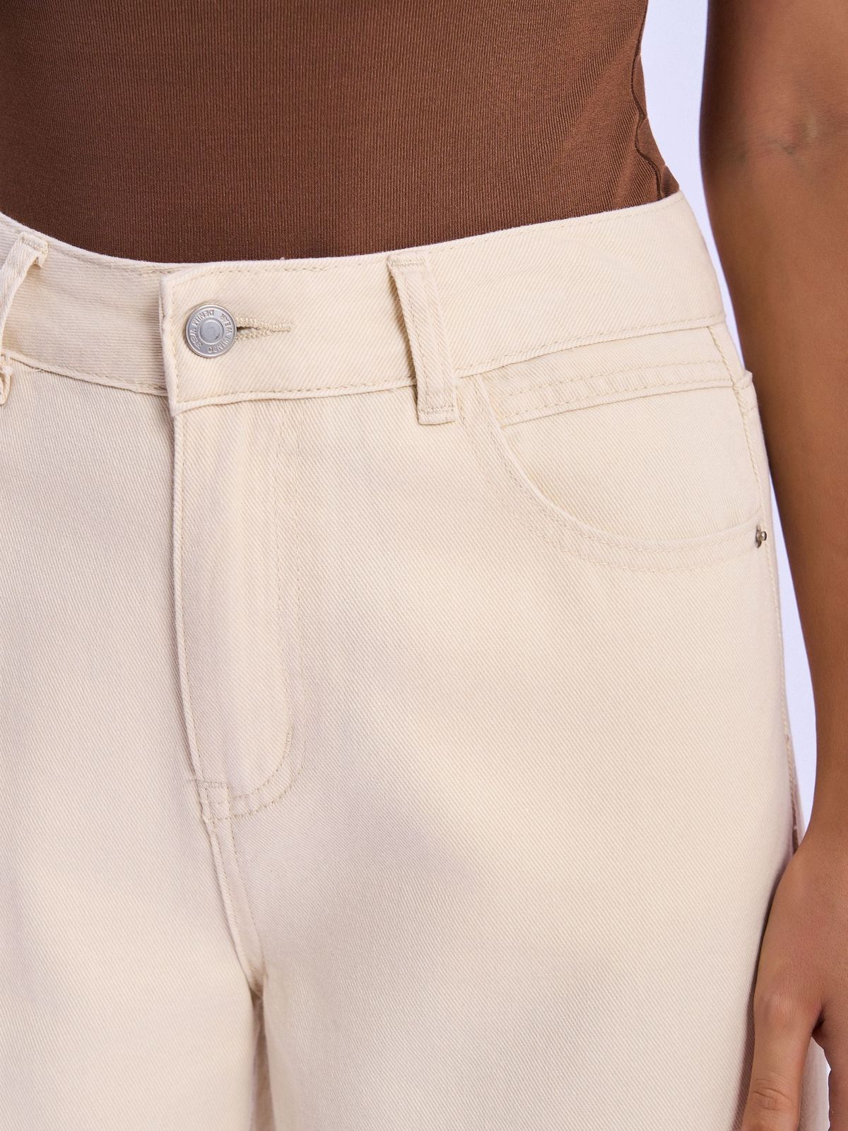 Feminines-High-Waisted-Wide-Leg-Cropped-Jeans-Beige#Color_Beige