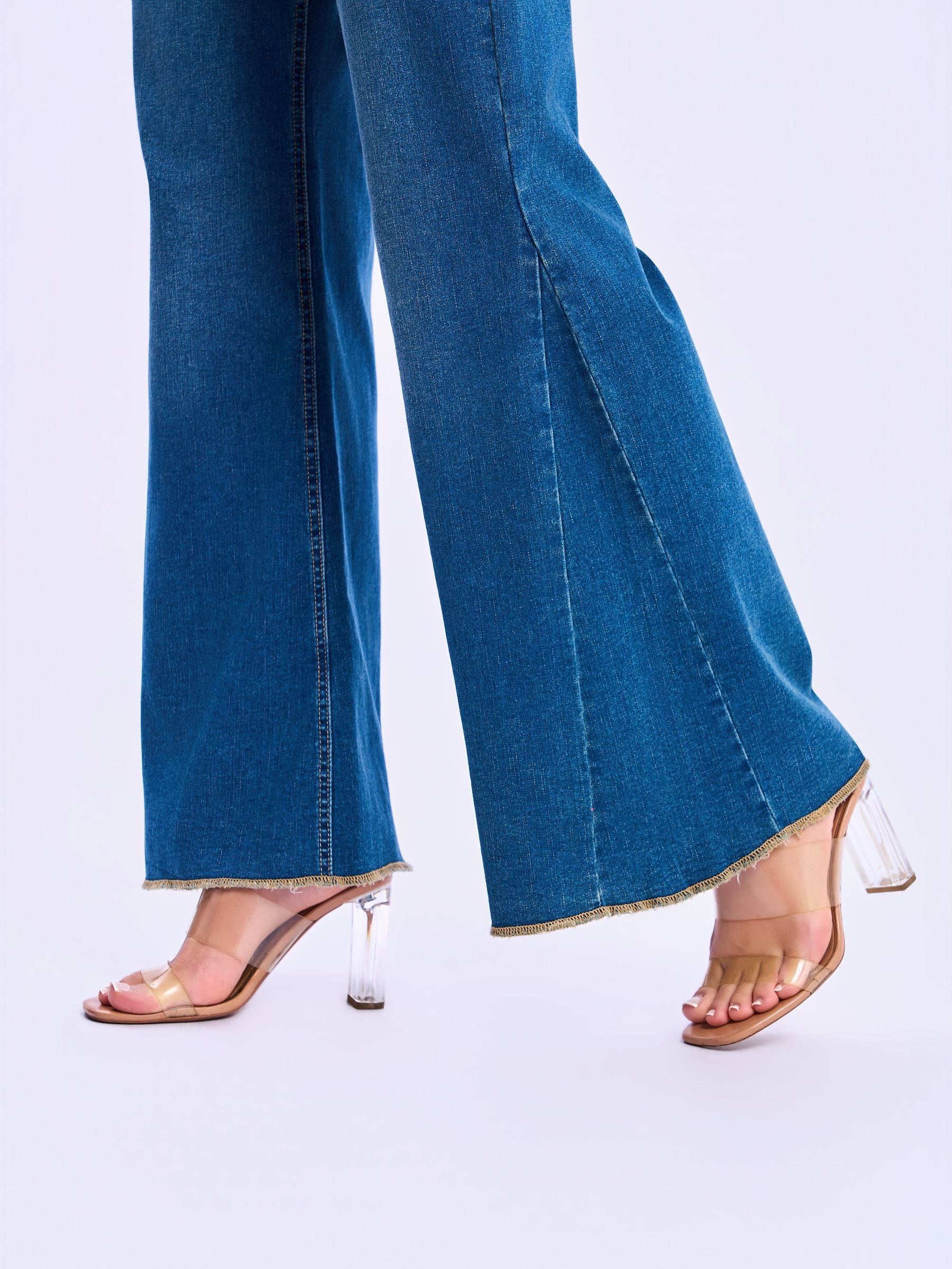 Feminines-High-Waisted-Wide-Leg-Flare-Jeans-Blue-Denim#Color_BLUE DENIM