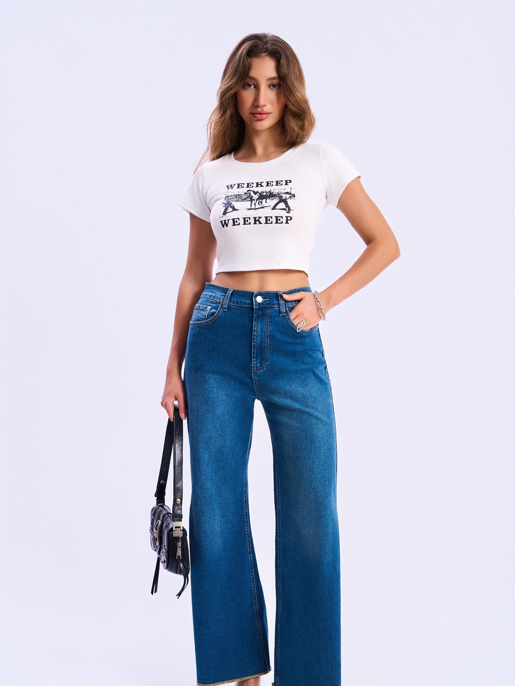 Feminines-High-Waisted-Wide-Leg-Flare-Jeans-Blue-Denim#Color_BLUE DENIM