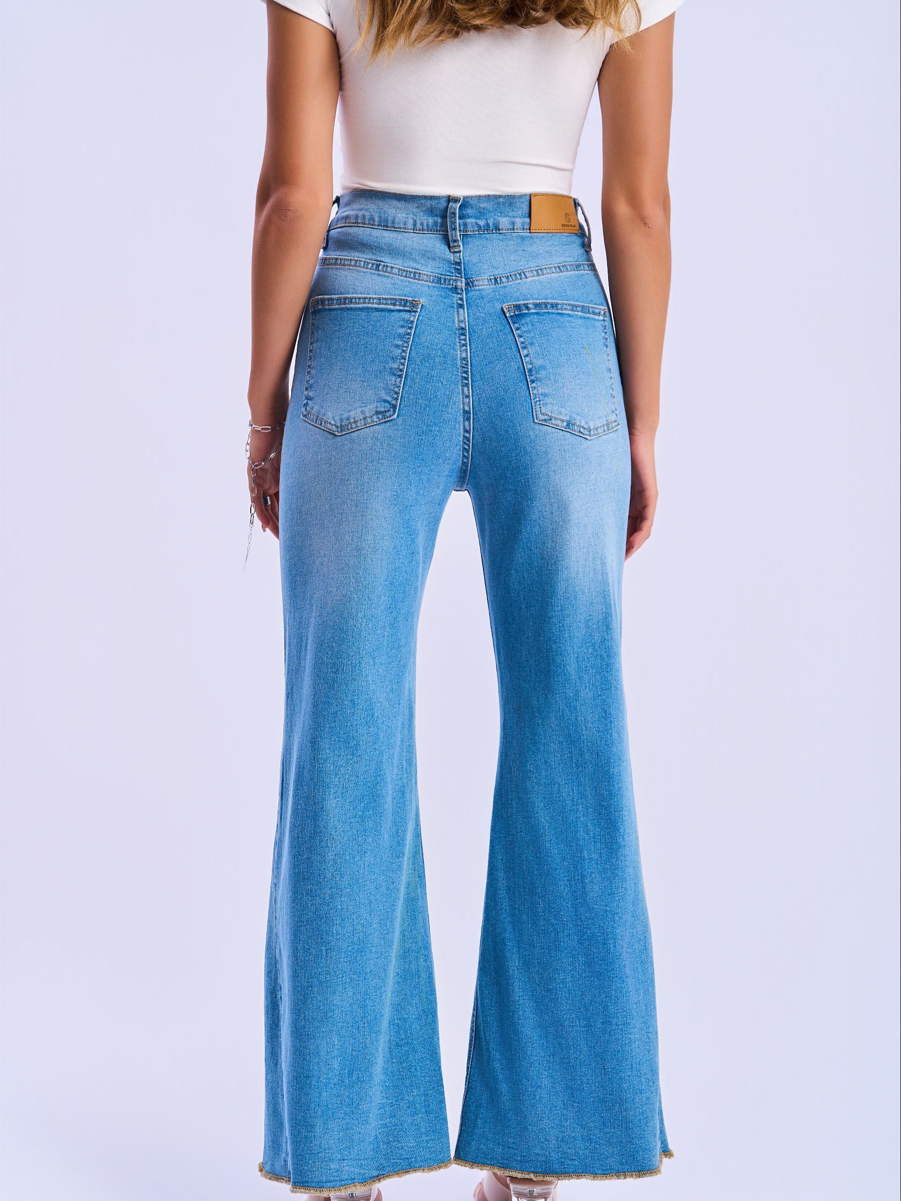 Feminines-High-Waisted-Wide-Leg-Flare-Jeans-Medium-Blue-Denim#Color_MEDIUM BLUE DENIM
