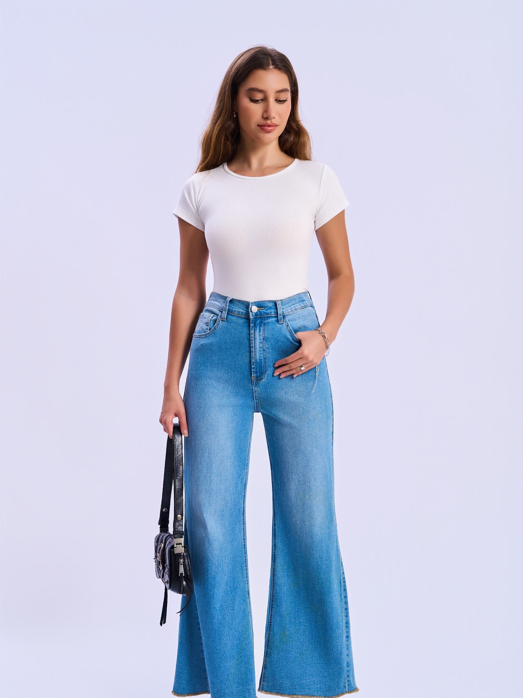 Feminines-High-Waisted-Wide-Leg-Flare-Jeans-Medium-Blue-Denim#Color_MEDIUM BLUE DENIM