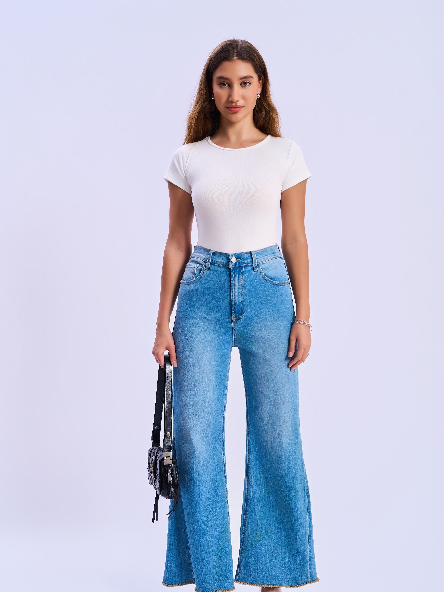 Feminines-High-Waisted-Wide-Leg-Flare-Jeans-Medium-Blue-Denim#Color_MEDIUM BLUE DENIM