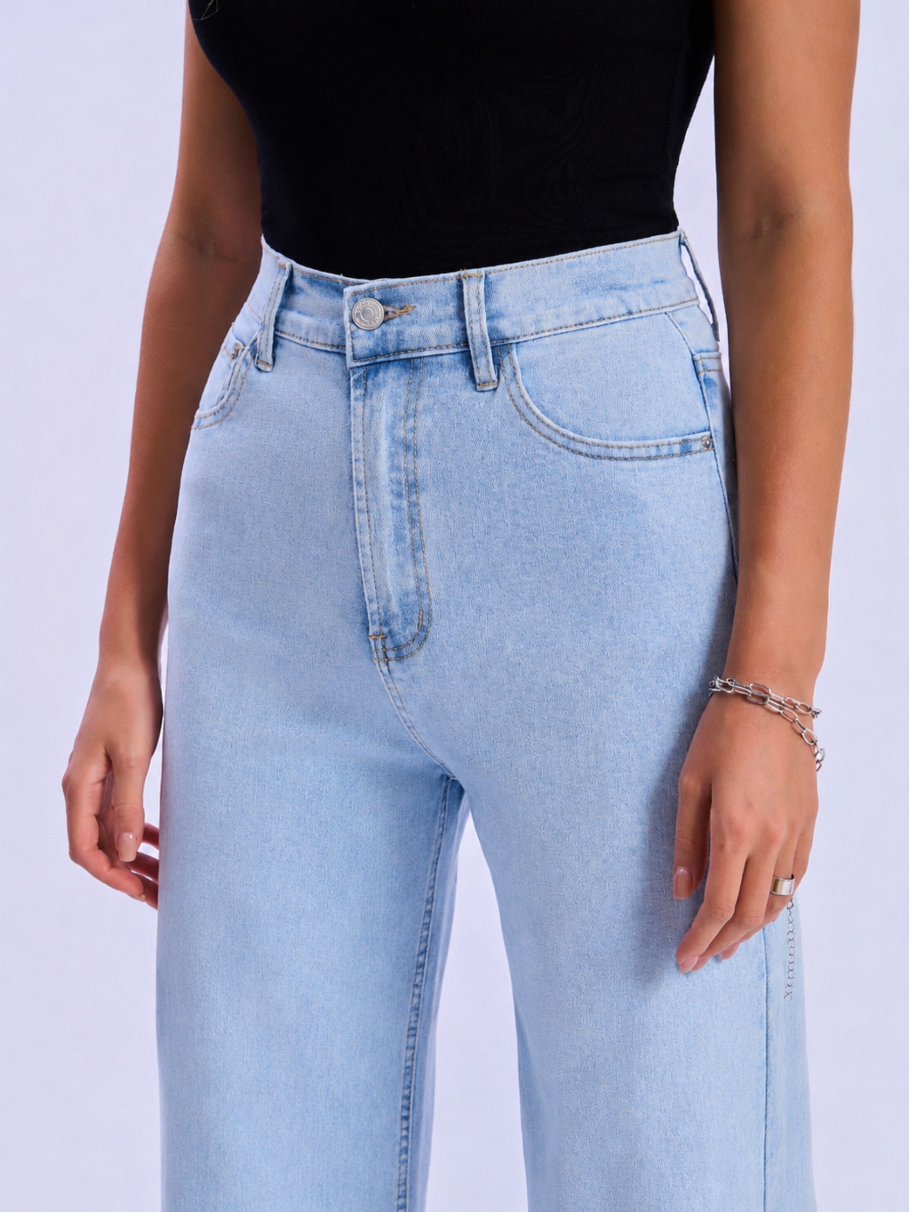 Feminines-High-Waisted-Wide-Leg-Flare-Jeans-Light-Blue-Denim#Color_LIGHT BLUE DENIM