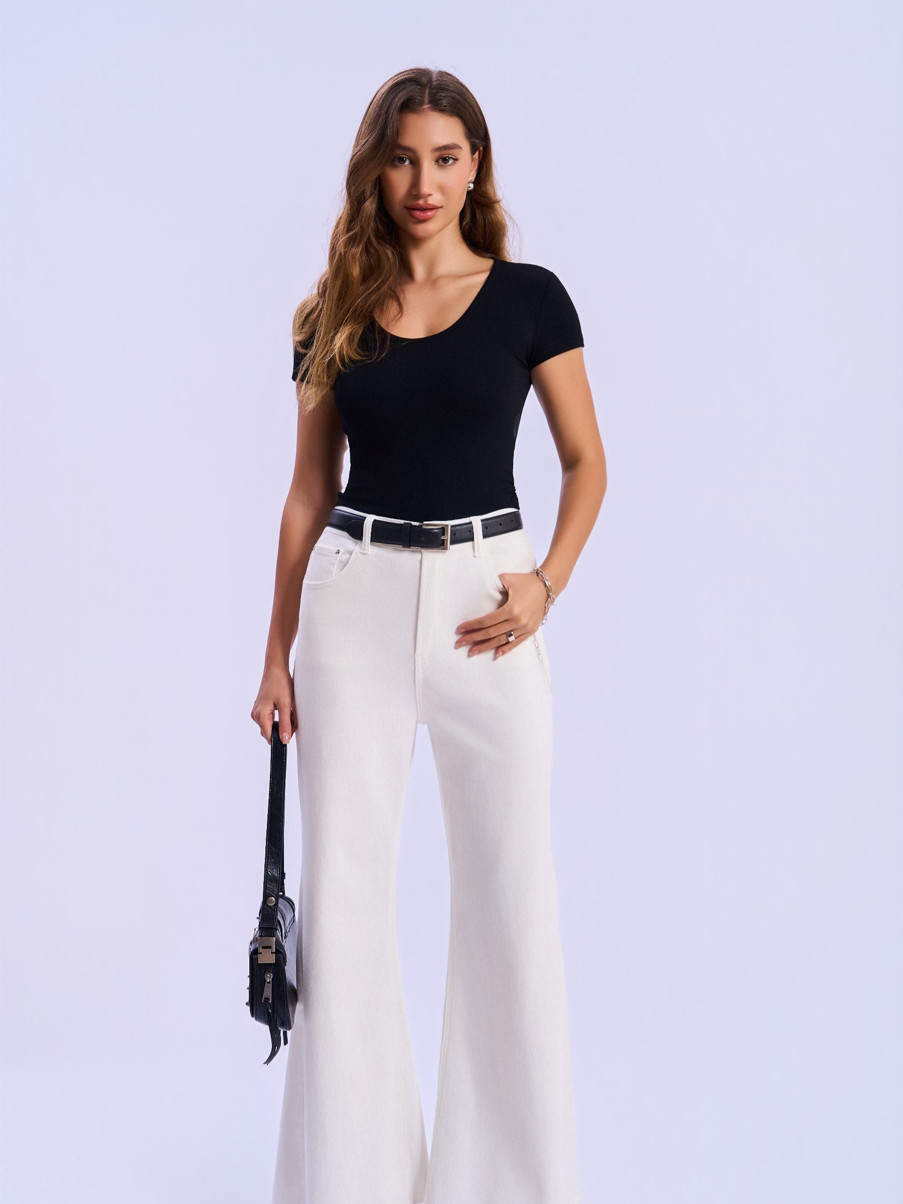 Feminines-High-Waisted-Wide-Leg-Flare-Jeans-White-Denim#Color_WHITE DENIM
