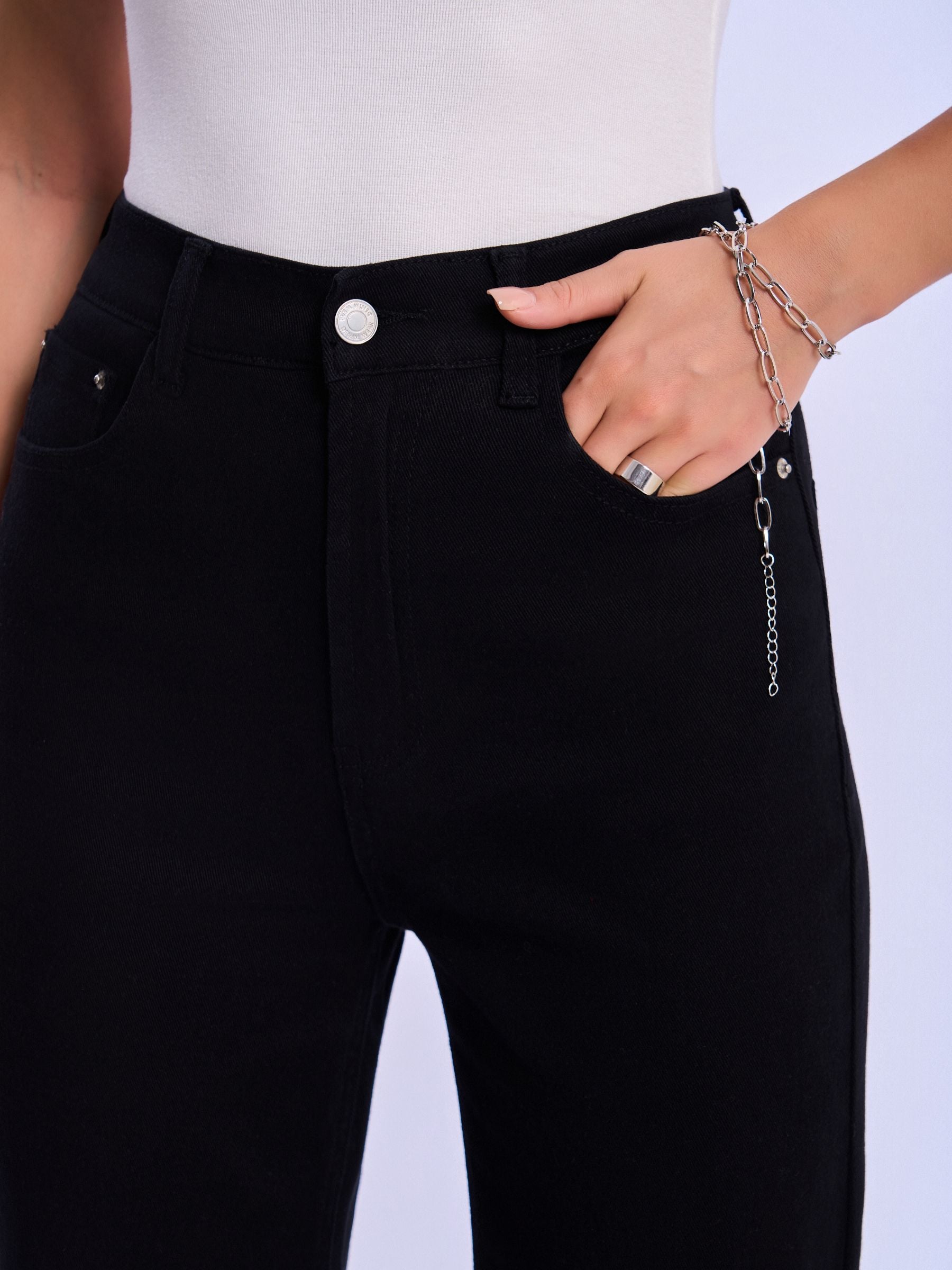 Feminines-High-Waisted-Wide-Leg-Flare-Jeans-Black-Denim#Color_BLACK DENIM